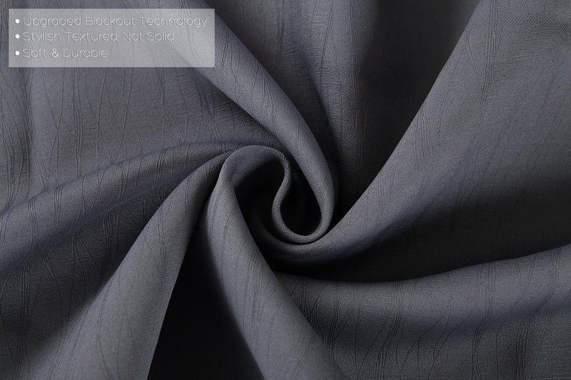 MIUCO Blackout Curtains Room Darkening Textured Grommet Window Curtains for Living Room 2 Panels 52x63 Inch Dark Grey - Image 3